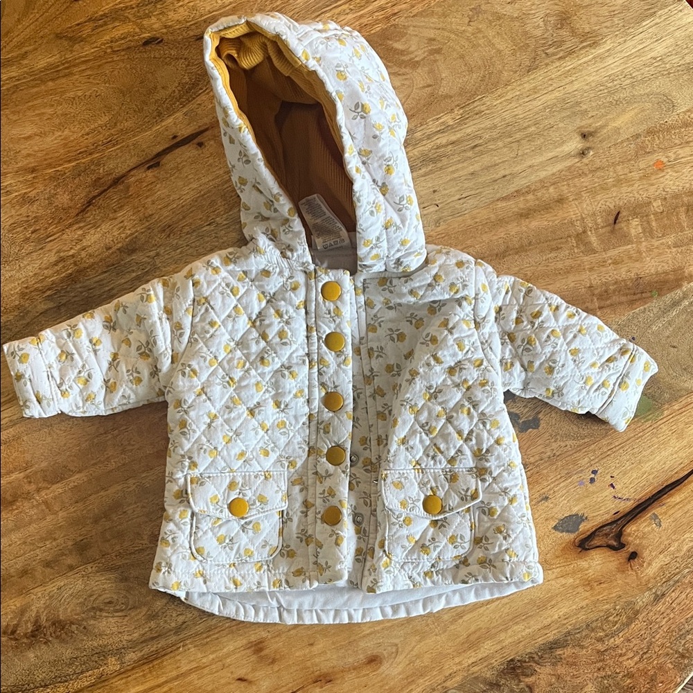 Nicole Miller White and Yellow Quilted Baby Jacket